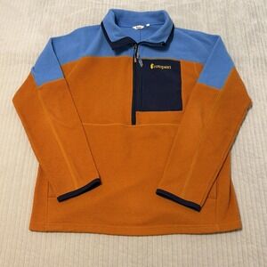 Cotopaxi Abrazo Pullover Mens Medium Orange Blue 1/2 Zip Fleece Colorblock